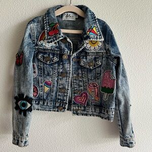 Lola and the Boys Denim Jacket with Colorful Patches